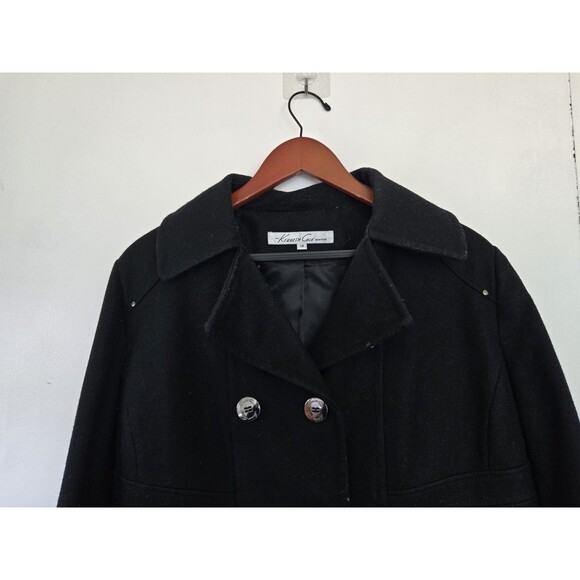 Kenneth Cole Coat Womens 14 Black Wool Blend Winter Old Money Classy Timeless - Picture 2 of 10